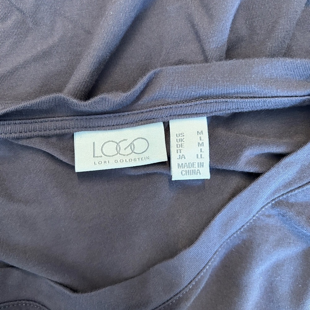 LOGO by Lori Goldstein Rayon Top with Burnout Velvet &‎ Satin Women’s SZ Medium - Picture 4 of 7